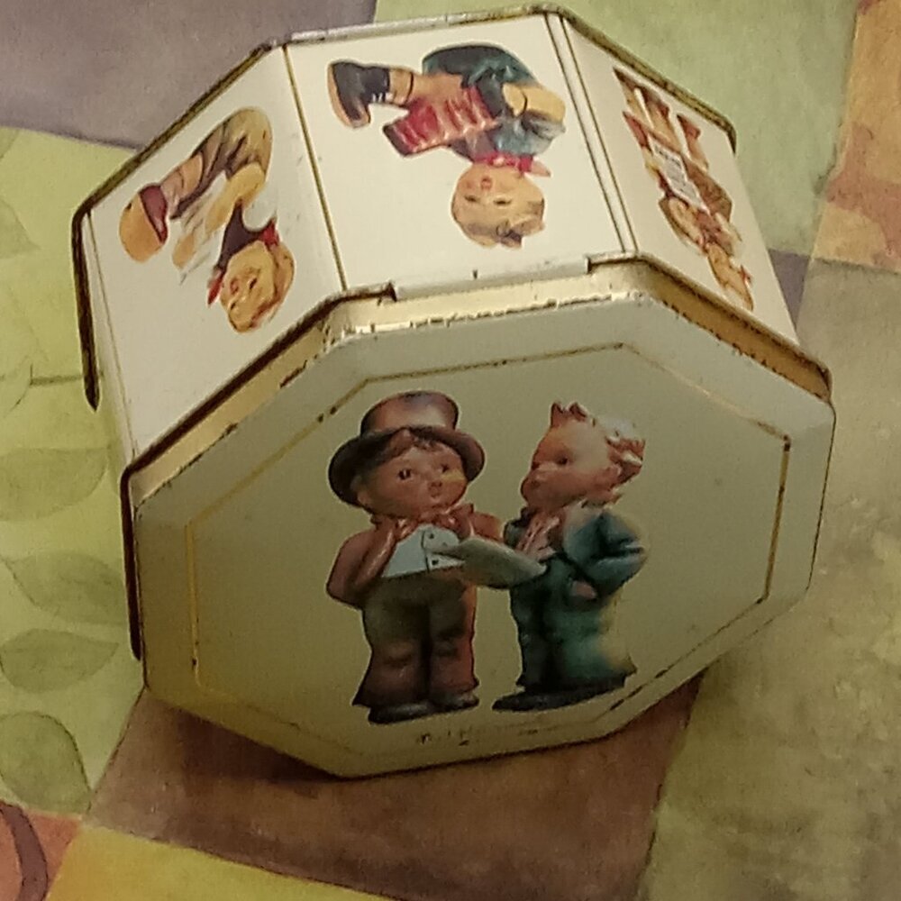 Hummel Children Vintage Octagon Metal Tin 1993 England Trinket Box